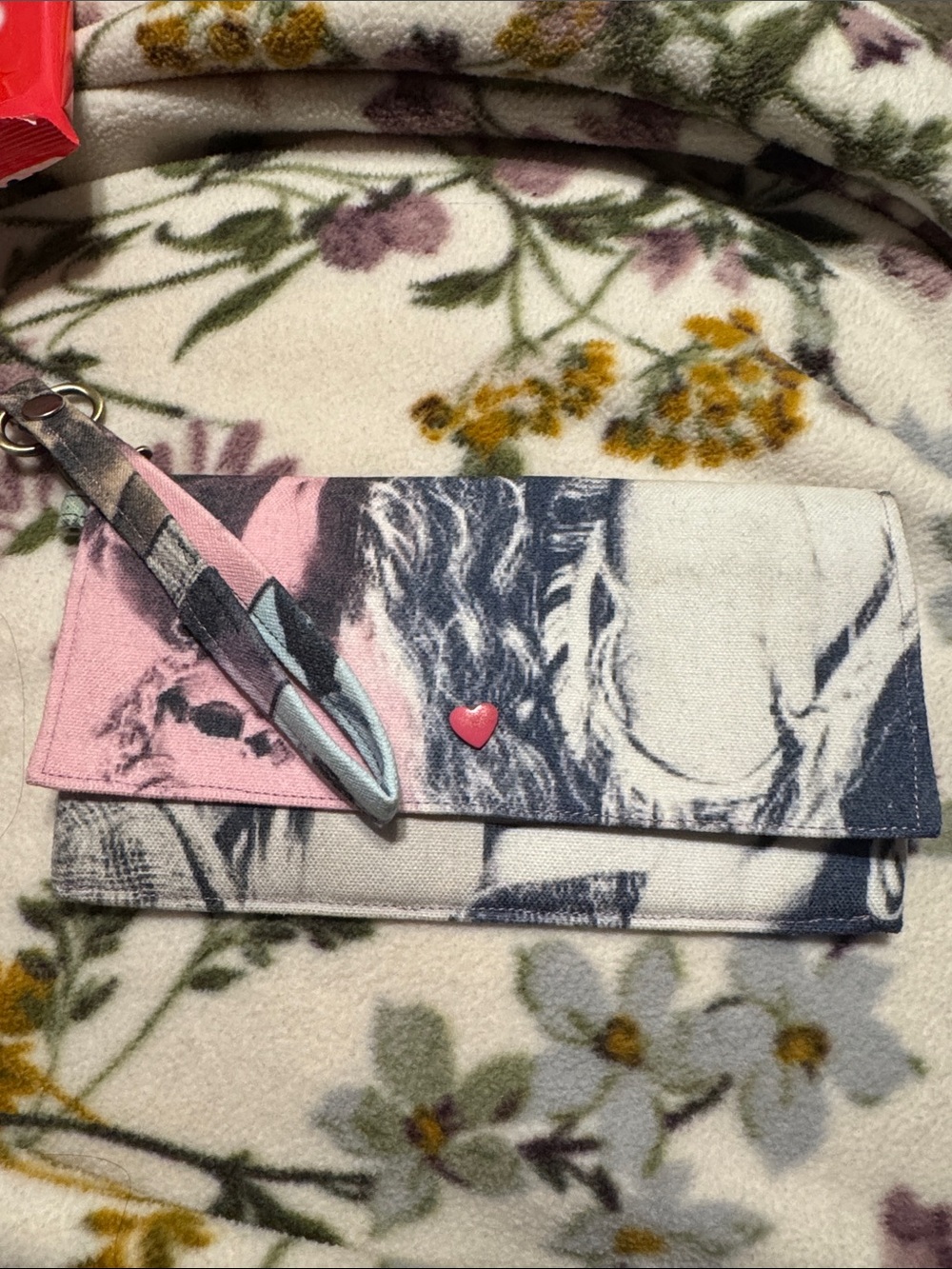 Taylor Swift Canvas Clutch Wallet with Heart Snap - Pink & Blue